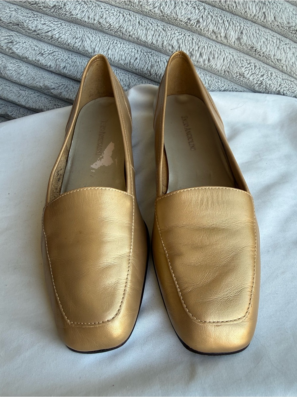 Enzo Angiolini Liberty Metallic Gold Leather Women's 7.5 Loafers